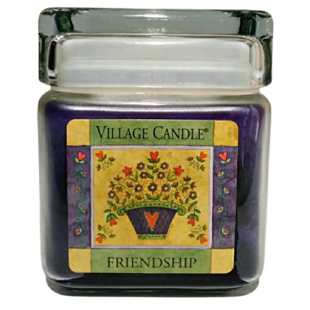 Vintage Village Candle Jar RARE Friendship Cottagecore Floral Modern Farmhouse